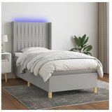  Box spring postelja z vzmetnico LED svetlo siva 90x190 cm blago | Shoptok.si