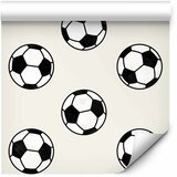  Tapeta - Soccer - Symmetrical black-and-white soccer balls on a beige background. 50x1000 Premium | shoptok.hr