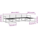  Set vanjskih sofa 6 kom. Prirodna Čvrsto drvo akacije Smeđa 329 x 162,5 x 73 cm | shoptok.hr