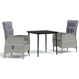  3-dijelni vrtni blagovaonski set s jastucima sivo-crni | shoptok.hr