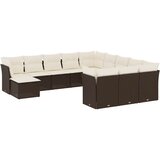  12-dijelni set vrtnih sofa od poliratana s jastucima smeđi | shoptok.hr