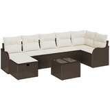 vidaXL 8-dijelna vrtna garnitura s jastučićima smeđi poli ratan, 2-sjedna vrtna sofa s pohranom i jastučićima smeđi poli ratan | shoptok.hr