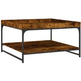 Maison Chic Klubska mizica - kavna mizica - Nizka mizica dimljen hrast 80x80x45 cm inženir. les in železo, (21754899) | Shoptok.si