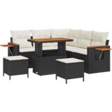  8-dijelni vrtni set sofe s jastucima crna poli ratan akacija | shoptok.hr