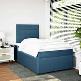 vidaXL Box spring postelja z vzmetnico modra 120x190 cm žamet | Shoptok.si