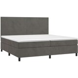  Box spring postelja z vzmetnico temno siva 200x200 cm žamet, (20788921) | Shoptok.si