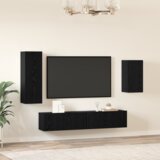 vidaXL TV kabinet s polico s shranjevanjem z vrati 4 pcs Črni hrast 30.5 x 30 x 90 cm | Shoptok.si