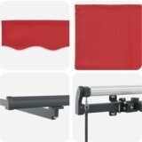 vidaXL Ročna retraktibilna tenda z LED Rdeča 600x300 cm, Tenda nadomestna tkanina za okvir 6x3 m Rdeča | Shoptok.si