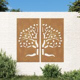vidaXL Vrtna stenska dekoracija 2 kosa 105x55 cm corten jeklo drevo | Shoptok.si