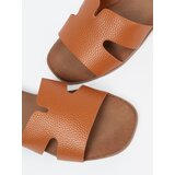 Shelvt Caramel women's faux leather flip-flops | shoptok.hr