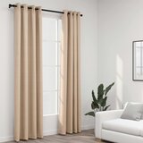 vidaXL Zatemnitvene zavese z obročki 2 kosa bež 140x225 cm | Shoptok.si