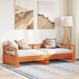 vidaXL Izvlečna postelja brez vzmetnice vošč. rjava 90x200 cm borovina Cene