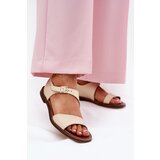 Zazoo Ladies leather flat sandals 3014 beige | Shoptok.si