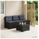 vidaXL Dvosjedni vrtni sofa s jastucima u ratan izgledu 3-sjedalo PP - Antracit 3 x sredina s svijetlosivim jastučićem i jastučićem za | shoptok.hr