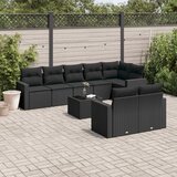 Maison Chic Seti vrtnega pohištva - Vrtna garnitura - Vrtni pohištvo set 9-delna z blazinami črn poli ratan, (21806233) | Shoptok.si