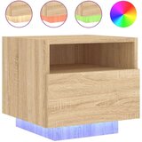 vidaXL Nočna omarica z LED lučkami sonoma hrast 40x39x37 cm | Shoptok.si