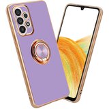 Cadorabo Samsung v sijajnem svetlobnem vijoličnem - zlatu z obročem silikonski/TPU ovitek z zaščito pred kamero in držalo magnetnega avtomobi, (20617126) | Shoptok.si