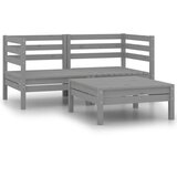 Maison Chic Seti vrtnega pohištva - Vrtna garnitura - Vrtni pohištvo set 3-delna siva trdna borovina, (21815087) | Shoptok.si