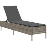 Maison Chic Ležalnik - Sončna ležalnik z blazino siv poli ratan, (22043414) | Shoptok.si