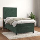 vidaXL Box spring krevet s madracem tamnozeleni 100x200 cm baršunasti | shoptok.hr