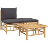 Maison Chic Seti vrtnega pohištva - Vrtna garnitura - Vrtni pohištvo set 3-delna temno sive blazine bambus, (21811588) | Shoptok.si
