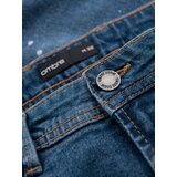 Ombre Men's short denim shorts with rubbing and rolled up leg - blue | Shoptok.si