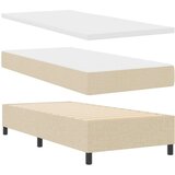 vidaXL Box Spring Postelja z Vzmetnico in Klopjo Bež 90x190 cm Tkanina, (22080944) | Shoptok.si