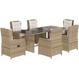 vidaXL 7-dijelni vrtni blagovaonski set od poliratana s jastucima bež | shoptok.hr