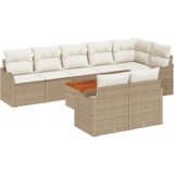 vidaXL 9-dijelni set vrtnog namještaja s jastučićima bež poli ratan acacia, 2-sjedna vrtna sofa s jastučićima bež poli ratan | shoptok.hr