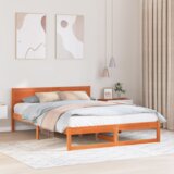 vidaXL Okvir za krevet Smeđa uložena Masivna borovina 160 x 200 cm | shoptok.hr