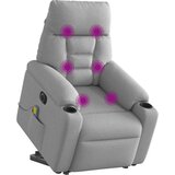 vidaXL Električni masažni naslanjač s funkcijo vstajanja siv blago | Shoptok.si