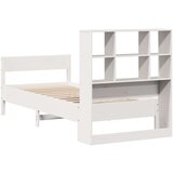 vidaXL Krevet s regalom za knjige bez madraca bijeli 90x200cm borovina | shoptok.hr