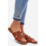EVENTO Women Flat Sandals With Decorative Detail Camel Amiresna | shoptok.hr