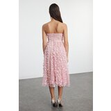 Trendyol Powder A-Cut 3D Floral Detailed Elegant Evening Dress | ePonuda.com