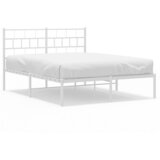  The Living Store Kovinski posteljni okvir z vzglavjem bel 160x200 cm - Kovinski Posteljni Okvir, (21449955) | Shoptok.si
