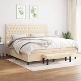  Krevet s oprugama i madracem krem 200 x 200 cm od tkanine | shoptok.hr