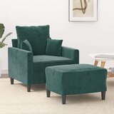  Fotelja s tabureom tamnozelena 60 cm baršunasta | shoptok.hr