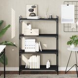  Regal za knjige s 4 razine crni 80x30x120 cm konstruirano drvo | shoptok.hr