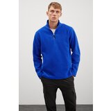 Grimelange Hayes Men's Fleece Half Zipper Leather Accessory Thick Textured Comfort Fit Sweatshirt | shoptok.hr