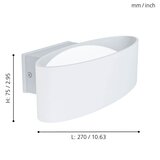 Eglo Chinoa vanjska zidna/1, led, 10w, 1100lm, ip44, aluminij/čelik/plastika/bijela | shoptok.hr