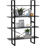 vidaXL Knjižna omara 4-nadstropna siva 100x30x140 cm iverna plošča | Shoptok.si