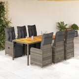 vidaXL Vrtna bistro garnitura 7-delna z blazinami siv poli ratan | Shoptok.si