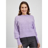 Orsay Light purple women's patterned sweater with balloon sleeves - Women Cene