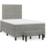 vidaXL Box spring postelja z vzmetnico svetlo siva 120x200 cm žamet, (20896148) Cene
