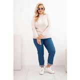 Kesi Włoski Women's Plus Size Viscose Sweater with Turtleneck beige | shoptok.hr