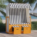 vidaXL ležaljka za plažu s krovom bijelo-plava od poliratana i drva | shoptok.hr