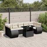 Maison Chic Seti vrtnega pohištva - Vrtna garnitura - Vrtni pohištvo set 8-delna z blazinami črn poli ratan, (21799071) | Shoptok.si