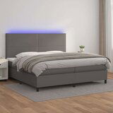  Box spring postelja z vzmetnico LED siva 200x200cm umetno usnje, (20761061) | Shoptok.si