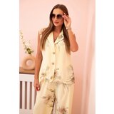 Kesi Włoski Women's set with viscose vest and pants in floral yellow | Shoptok.si