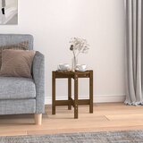 vidaXL Klubska mizica medeno rjava Ø 42,5x45 cm trdna borovina | Shoptok.si